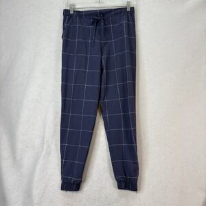 Albion Fit Women's Size Small Jetsetters Blue‎ Windowpane Joggers Comfort Active